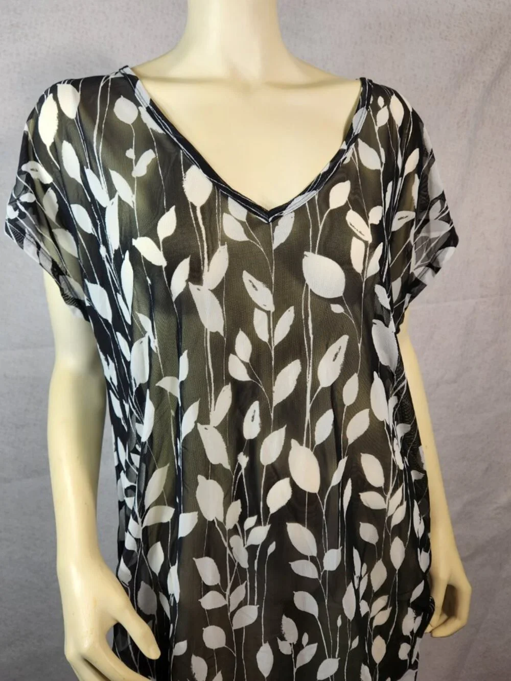 Anne Cole Swimwear Tunic Top Sheer Black White Short Sleeve L / XL NEW w Tags - Picture 13 of 13